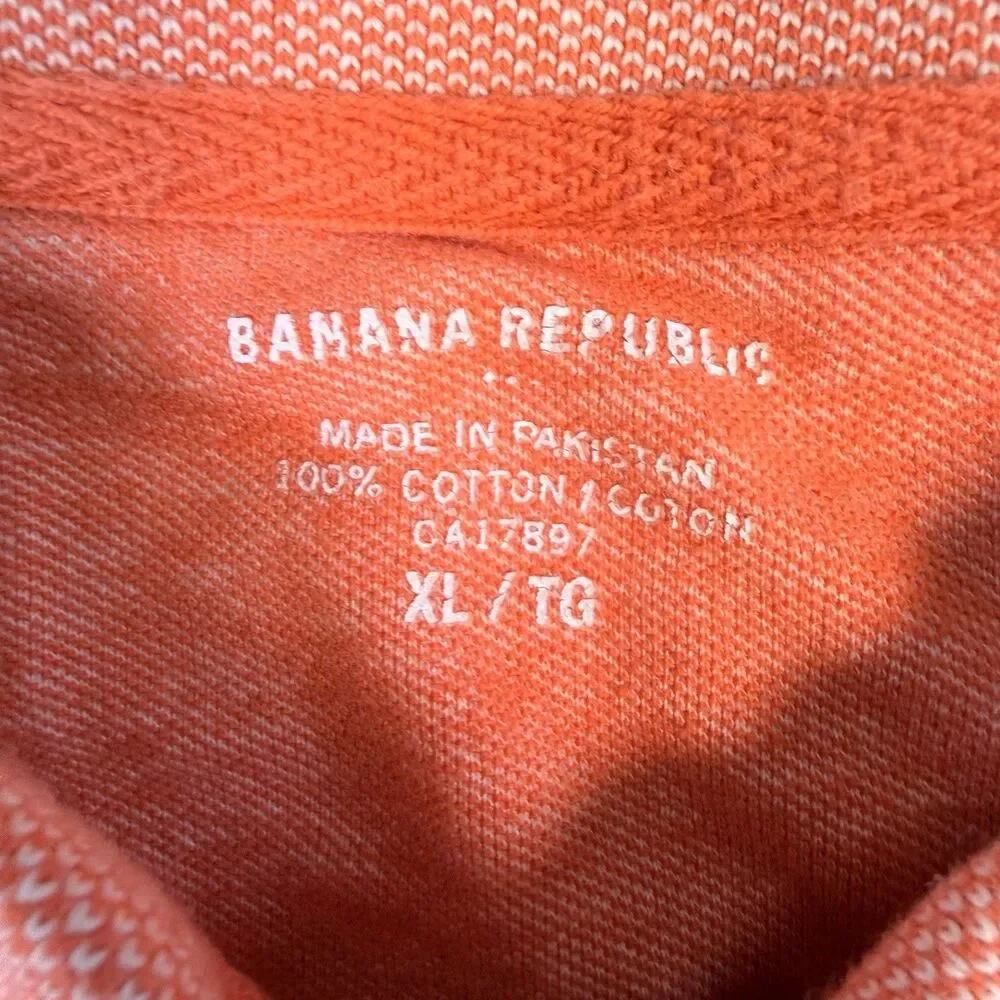Banana Republic Polo Mens XL Peach Elephant Embroidered Cotton Shirt